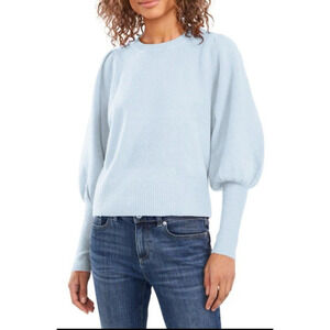 Cece Long Sleeve Puff Sleeve‎ Crewneck Sweater Light Blue Size Small Feminine